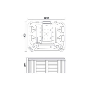 モダンな正方形の渦巻きアクリルマッサージスパバスタブホットタブ屋外中国 - Product Image 3