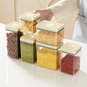 Square Airtight <b>Kitchen</b> <b>Storage</b> <b>Container</b> With Seal Lid For Grains And Dry Foods Transparent Food Grade 6 Piece Set - Product Image 1