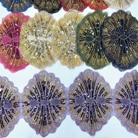 Dentelle brodée en organza 3D faite à la main avec fleurs en cristal et paillettes pour vêtements