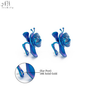 Hong Kong Supplier Phalaenopsis Design Titanium Jewelry 1 Carat Natural <b>Emerald</b> With 596Pcs Spinel <b>Stud</b> Earrings Gift For Women - Product Image 4