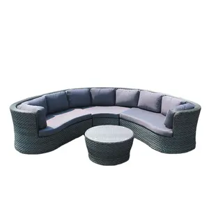 C shape garden furniture outdoor rattan sofa set with 5 seats