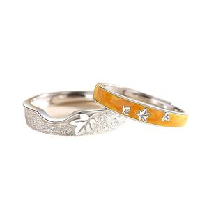 Romantic Maple Leaf <b>Couple</b> <b>Ring</b> for Wedding Jewelry Valentine's Day Gift Open Adjustable <b>Ring</b> - Product Image 5