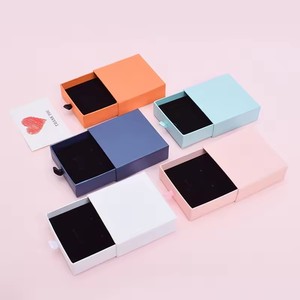 Custom Pink Sliding Drawer Jewelry <b>Box</b> for Necklace <b>Earring</b> and Ring Gift Packaging Premium Cardboard Jewelry <b>Box</b> Orange Accent - Product Image 2