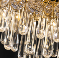 Lustre moderne de luxe en cristal, laiton doré, style Art Déco, suspension en forme de goutte d'eau pour salon, salle à manger, décoration d'hôtel