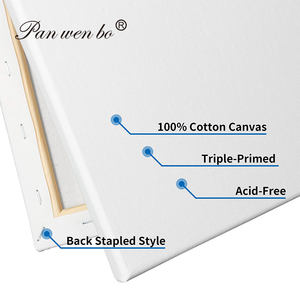 Pan Wenbo personalizado 100% algodón estirado blanco lienzo en blanco <span class=keywords><strong>para</strong></span> <span class=keywords><strong>pintar</strong></span> acrílico verter pintura al óleo arte medios lienzo - Product Image 2