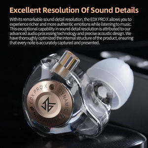 Auriculares intrauditivos KZ EDX Pro HiFi con controlador dinámico magnético dual de 10 mm, cableado, IEM, bajos, cable desmontable de 2 pines, auriculares para audiófilos - Product Image 3