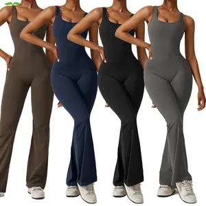 2024 Hot Sports Workout Clothing Sets For Women Gym Outfit Women Sportswear V-Shaped Hip Scrunch Butt 1 Piece Gym Jumpsuit