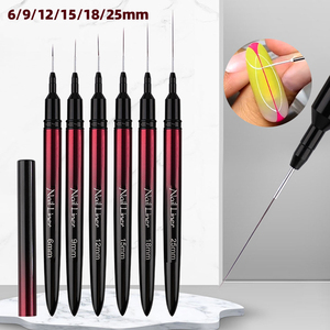 New Design Custom Gel Polish <strong>Brush</strong> <strong>Nails</strong> Gradient Metal Handle 3D Liner <strong>Nail</strong> Line Art <strong>Brush</strong> <strong>Set</strong> 6/9/12/15/18/25mm - Product Image 2