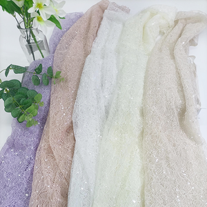 Tissu en dentelle de maille transparente à sequins blancs français de haute qualité, orné de fleurs, pour robe de mariée, Aso Ebi, soirée, lingerie féminine - Product Image 2