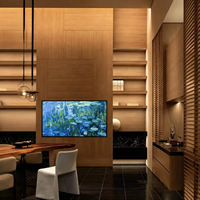 Système de porte invisible en panneau mural plat en fer écologique Wabi Sabi pour villa de luxe, fond de télévision, personnalisation complète de la maison