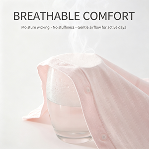 Mono de bebé de verano de algodón fino de manga larga unisex para recién <span class=keywords><strong>nacido</strong></span>, con diseño Khayi sin costuras y cierre de un solo botón, transpirable. - Product Image 6