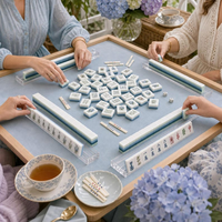 Fichas de Mahjong Americanas Premium Personalizadas con Diseño de Macaron Oceánico, Estructura Única de Triple Capa, Juego de Mesa Estético para Eventos Sociales, Decoración Festiva, Regalo