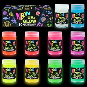 10 pièces 22ml lueur dans le noir peinture Fluorescent néon couleurs lueur acrylique peintures étanche <span class=keywords><strong>Blacknight</strong></span> peinture pour Halloween décor - Product Image 2