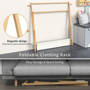 Perchero de Madera para Dormitorio Infantil, Plegable, con Doble Barra, Perchero de <span class=keywords><strong>Camping</strong></span>, Perchero de Almacenamiento de <span class=keywords><strong>Ropa</strong></span>, Perchero de Pie - Product Image 6