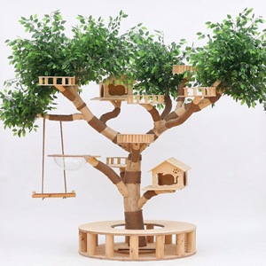 <span class=keywords><strong>Arbre</strong></span> à <span class=keywords><strong>chat</strong></span> et lit combinés en bois massif avec jouet pour <span class=keywords><strong>chat</strong></span> et griffoir – <span class=keywords><strong>Arbre</strong></span> à <span class=keywords><strong>chat</strong></span> multifonction anti-chute pour appartements - Product Image 5