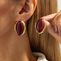 Boucles d'oreilles clous géométriques ovales en résine lisse pour femmes, bijoux fantaisie classiques pour soirées, boucles d'oreilles massives pour femmes, cadeaux