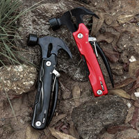 Poignée en aluminium à revêtement noir de haute qualité Outil multiple de sauvetage tactique OEM Marteau de survie en plein air personnalisable avec griffe