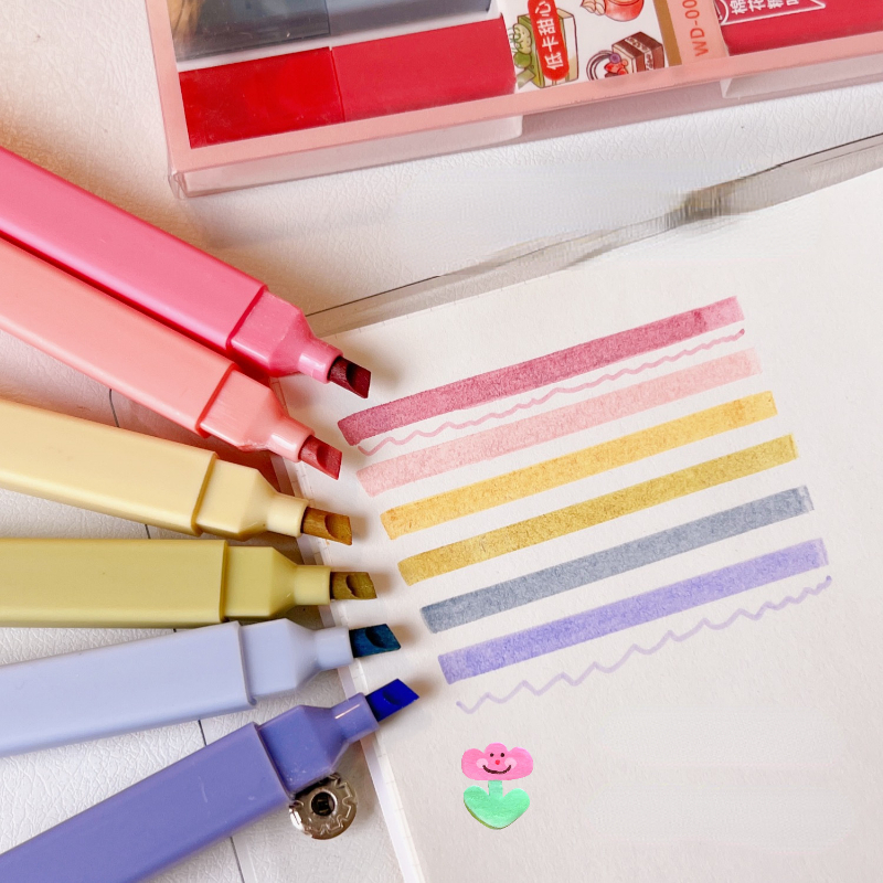 Макарон 6-ти цветов зубная щетка с двумя головками и маркер ручка набор канцелярских принадлежностей цветная ручка студент маркер