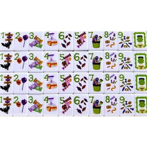 Jeu de tuiles de mahjong américain sur le thème d'Halloween, 160 pièces, jeu de mahjong universel portable - Product Image 1