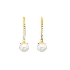 ขายส่งคริสตัลมุกต่างหูเครื่องประดับผู้หญิงที่เรียบง่ายมุกและลูกบาศก์เซอร์โคเนียต่างหู - Product Image 3