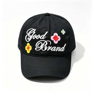 หมวกแก๊ปปักลายตัวอักษรสีดำแบบยูนิเซ็กซ์ 6 แผง ผ้าแคนวาส พร้อมหัวเข็มขัดโลหะ สำหรับใส่ลำลองทุกวัน - Product Image 4