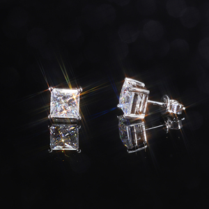 VVS Moissanite GRA certificate 925 <b>Silver</b> 18K gold plate Princess Cut loose diamond Claw Setting Earrings Trendy Fashion Jewelry - Product Image 3