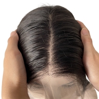 Perruques de célébrités en cheveux humains vierges brésiliens 100 % naturels, couleur noire, lisses, avec dessus en soie 4x4, perruque complète en dentelle pour femmes noires