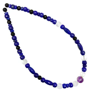 Lapis lazuli and black onyx with Ametrine Crystal gemstone pendant choker Unique Gifts for Women