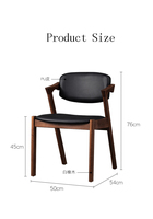 Chaise de salle à manger en bois massif, dossier en forme de Z, rembourrage en cuir, pieds en bois, vente chaude