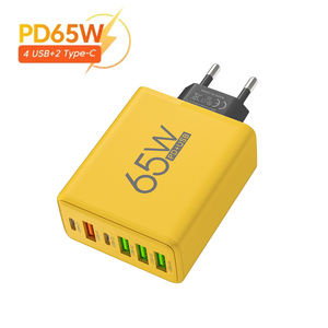 <span class=keywords><strong>Cargador</strong></span> de Pared Rápido 6 en 1 con Carga Rápida PD3.0 de <span class=keywords><strong>65W</strong></span>, 4 Puertos USB y 2 Puertos Tipo C para iPhone, Samsung, Xiaomi, Huawei, <span class=keywords><strong>Oppo</strong></span> - Product Image 1