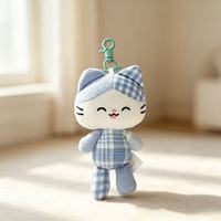 Porte-clés en peluche chat mignon Kawaii avec lunettes, breloque de sac personnalisée, pendentif en peluche pour sac à dos, cadeau