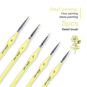 2022 Yellow Wooden Handle Size 0 Detail Paint Brushes 5 PCS Triangle Artist Brushes Detail Liner Miniature Painting Brush Set