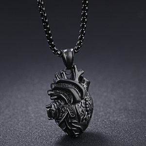 K073 Bijoux de Personnalité en Acier Inoxydable Organes Humains Anatomiques Ouvrables Pendentif en Forme de Cœur Collier Hip Hop pour Hommes - Product Image 5