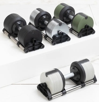 Ensemble d'haltères réglables en acier pour usage domestique, avec augmentation de poids par pas de 1 kg, couleur argentée, pour musculation