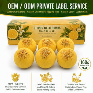 Set <span class=keywords><strong>de</strong></span> 6 Bombas <span class=keywords><strong>de</strong></span> Baño Efervescentes con Extracto <span class=keywords><strong>de</strong></span> Cítricos, 160g, Hechas a Mano con Ingredientes Vegetales, Decoradas con Flores Secas, Refrescantes y Aromáticas, en Caja <span class=keywords><strong>de</strong></span> Regalo, OEM - Product Image 5