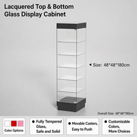Vitrine en verre trempé sans cadre à vision complète, avec éclairage LED, verrouillable, taille personnalisée, pour bijouterie, cosmétiques, magasin de détail, centre commercial