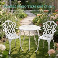 Ensemble de salle à manger d'extérieur moderne en alliage d'aluminium Phoenix, table de patio de 35 po, trou pour parasol de 1,96 po, 2 chaises, résistant aux intempéries
