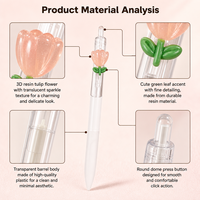 Stylo Gel Personnalisé OEM Mignon à Fleur 3D, Décoration Florale Kawaii, Stylo Bille Papeterie, Cadeau pour Étudiante, Vente en Gros