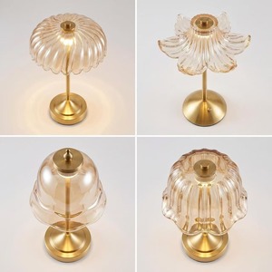 Vintage Gold <strong>Crystal</strong> Shade Cordless <strong>Table</strong> <strong>Lamp</strong>, Touch Dimming LED, Wedding Party Gift Decor, USB Charging, Custom Logo - Product Image 2