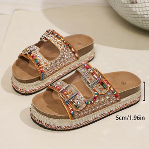 <span class=keywords><strong>Scarpe</strong></span> da Donna Taglia Grande, Nuovo Prodotto, Sandali da Spiaggia con Suola Spessa, Doppia Fibbia e Strass - Product Image 5