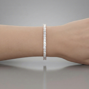 Pulsera de Diamantes Cultivados en Laboratorio, Corte Princesa, Oro Rosa, Chapado en Oro de 18K, Certificado IGI, Lujosa, Unisex, para Boda o Compromiso - Product Image 1