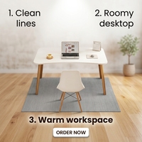 YOUTAI Bureau d'ordinateur et chaise en bois légers et modernes de haute qualité pour la maison, la chambre à coucher et le bureau