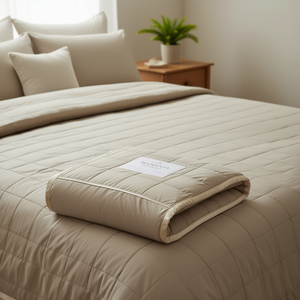 Coperta Leggera Alternativa alla Piuma, Trapuntata in Poliestere Tinta Unita, Stile Minimalista Rettangolare per Tutte le Stagioni - Product Image 2