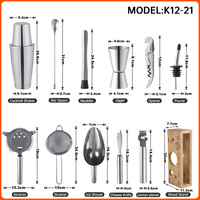 Creation Factory Direct Kit de barman personnalisé Set Shaker à cocktail professionnel Boston en acier inoxydable à sublimation avec support