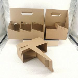 Supports de tasses en papier kraft jetables personnalisés pour thé au lait et café, pliables, avec logo imprimé - 500 pièces par commande, disponibles pour 2 ou 4 tasses - Product Image 2