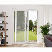 NUOXIN double portes coulissantes en verre upvc avec grille porte coulissante en verre plastique blanc portes coulissantes en vinyle upvc pvc pour maisons