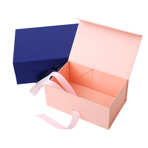 Wholesale Gift Packaging <b>Box</b> White Large Rectangle Flip Rigid Universal Folding <b>Magnetic</b> <b>Box</b> with Ribbon - Product Image 1