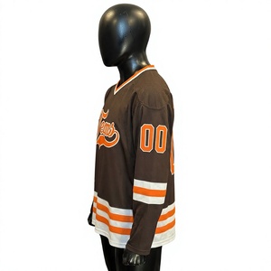 Maillot de hockey sur glace unisexe en maille 100 % polyester imprimé, avec broderie de logo personnalisé, séchage rapide et respirant, pour équipe – Conception gratuite - Product Image 4