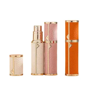 Coque de peau de vache rechargeable de luxe 5ML vaporisateur de parfum vide voyage d'affaires mini emballage de parfum unique réutilisable