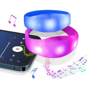 Pulsera de silicona con luces Led RGB, pulsera de silicona con cambio de sonido Multicolor controlado por voz